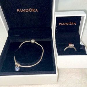 Two pandora sets one bracelet one ring size 7